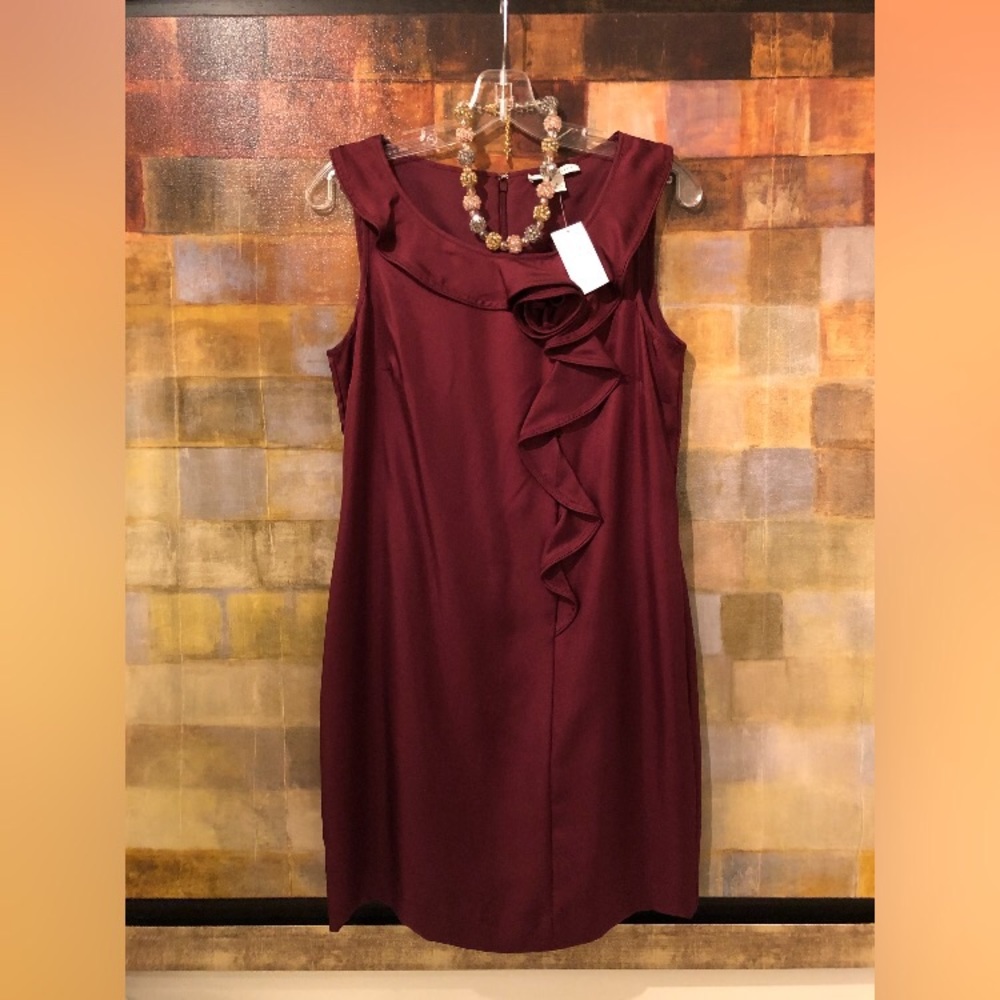 BANANA REPUBLIC Maroon Silk Sleeveless Dress NWT